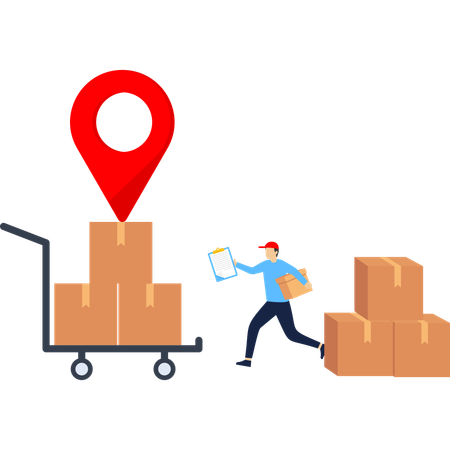 Staff working in logistics storage  Illustration