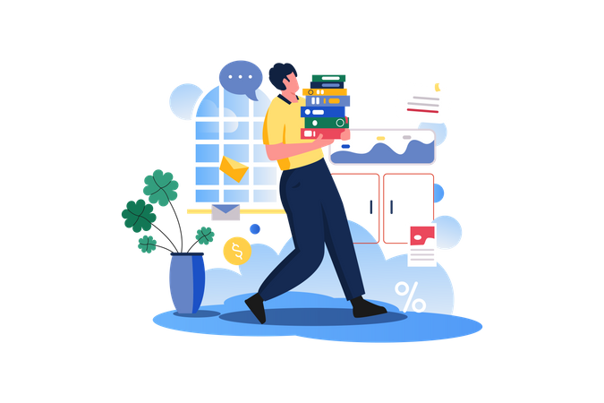 Staff Working In Office Illustration