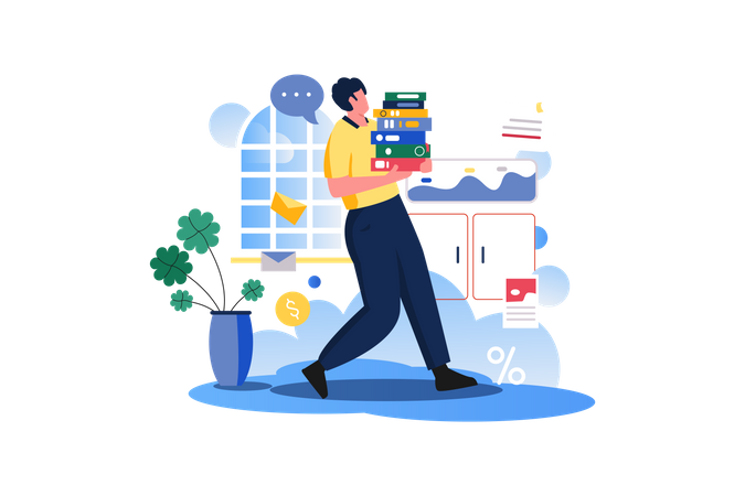 Staff Working In Office  Illustration