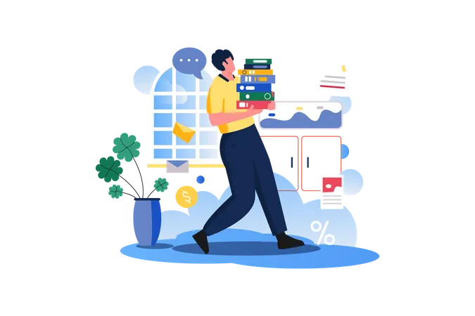 Staff Working In Office  Illustration