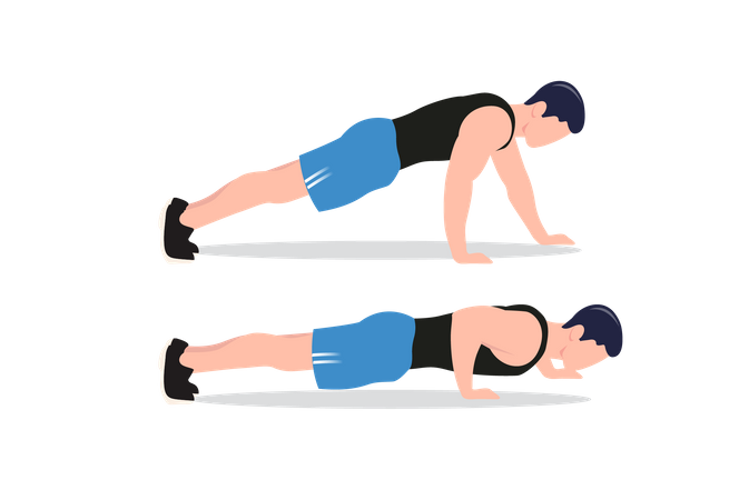 Staggered push-up  Illustration