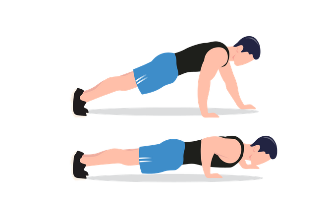 Staggered push-up  Illustration