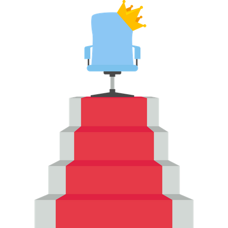 Stair step to chair with crown  イラスト