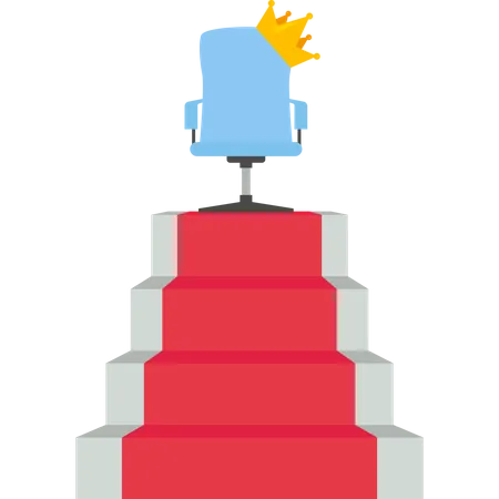 Stair Step To Chair With Crown Vector Illustration In Flat Style Illustration