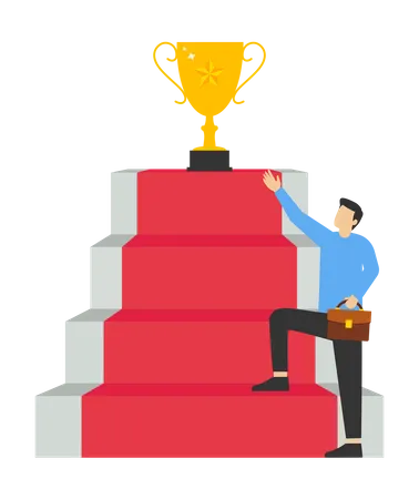 Stair Step To Trophy Vector Illustration In Flat Style イラスト
