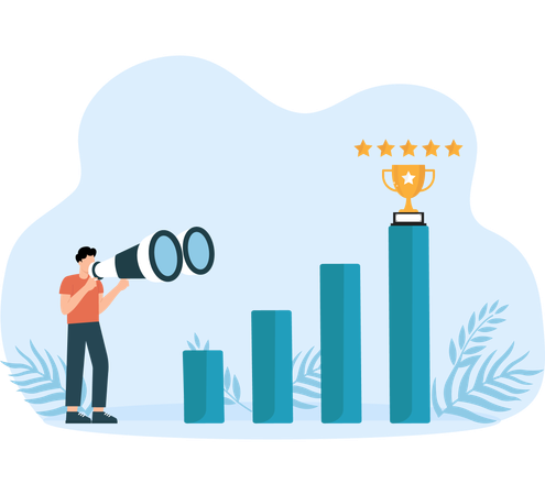 Stair step to trophy and creativity for business  Illustration