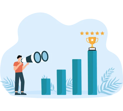 Stair step to trophy and creativity for business  Illustration