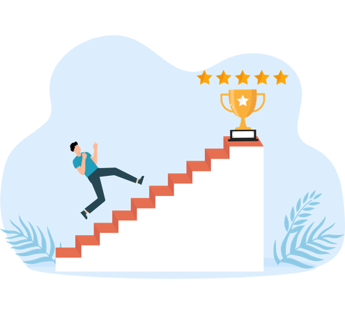 Stair step to trophy and creativity for business  Illustration