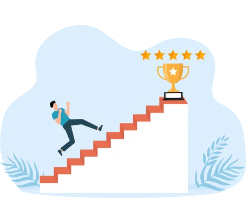Stair step to trophy and creativity for business  Illustration
