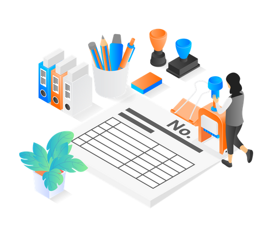 Stamping on legal document  Illustration