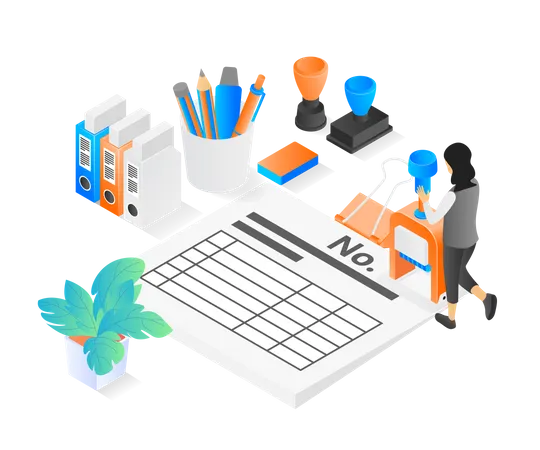 Stamping on legal document  Illustration