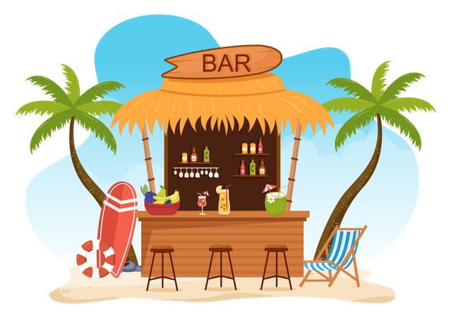 Stand de bière sur la plage  Illustration