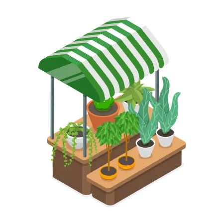 Stand de marché aux plantes  Illustration