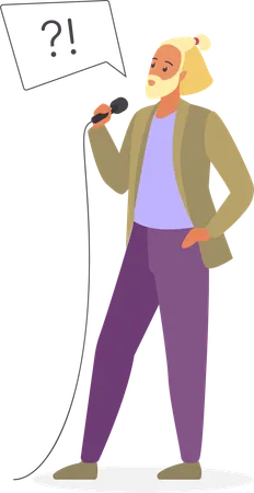 Stand up comedian holding mic  Illustration