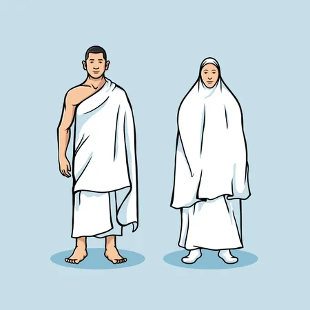 Standing Couple Figure Of Hajj Pilgrimage  Illustration