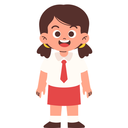 Standing Elementary Student with happiness  Illustration