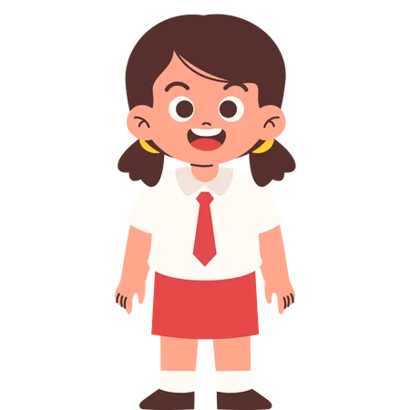 Standing Elementary Student with happiness  Illustration