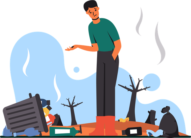 Standing Piles of Waste and Rubbish  Illustration