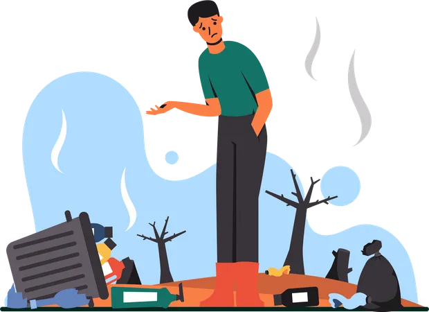 Standing Piles of Waste and Rubbish  Illustration