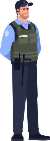 Standing policeman with armed vest  Illustration