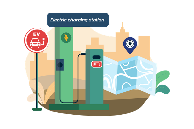 Standort der Elektroladestation  Illustration