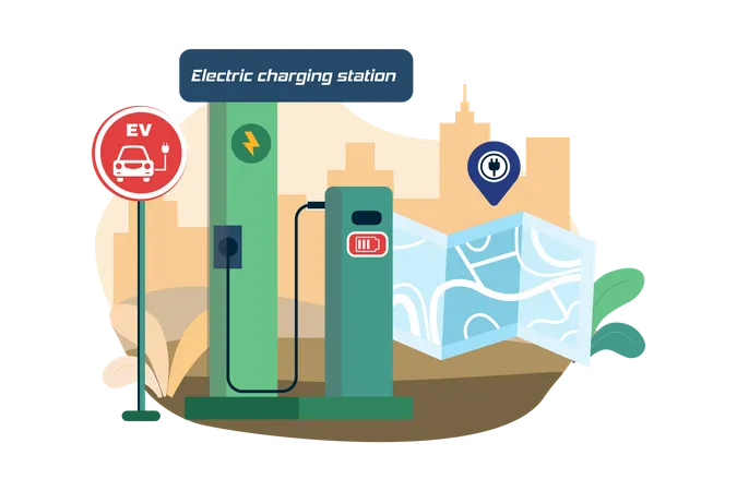 Standort der Elektroladestation  Illustration