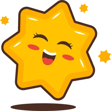 Star Character with Happy Expression  Illustration