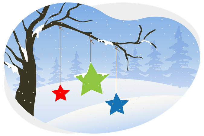 Star hanging on tree  일러스트레이션