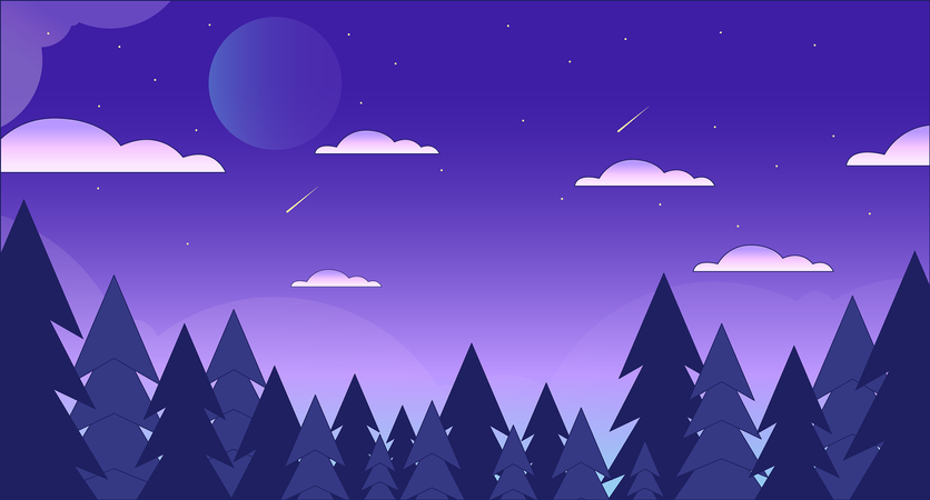Star night with woods lo fi chill wallpaper  일러스트레이션