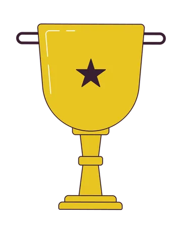 Star Trophy Cup Flat Line Color Isolated Vector Object Achieve Success Winner Prize Win Award Editable Clip Art Image On White Background Simple Outline Cartoon Spot Illustration For Web Design Illustration