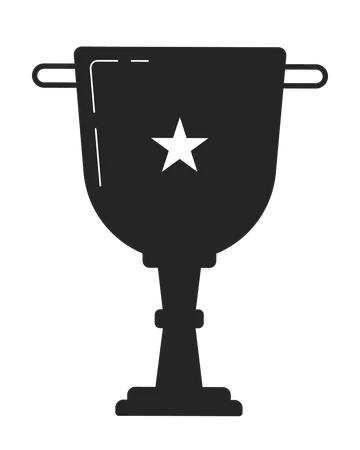 Star Trophy Cup Flat Monochrome Isolated Vector Object Achieve Success Winner Prize Win Award Editable Black And White Line Art Drawing Simple Outline Spot Illustration For Web Graphic Design Illustration