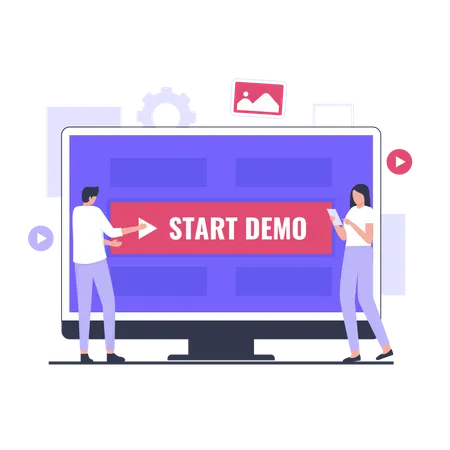 Flat Design Of Start Demo Concept Illustration For Websites Landing Pages Mobile Applications Posters And Banners 일러스트레이션