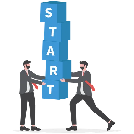 Starting A Business Team Start New Job Or Career Plan For Business Direction Success Of The Team Together Illustration