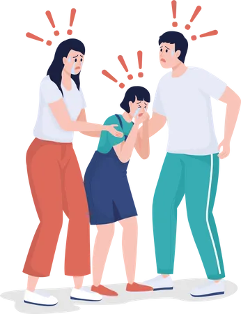 Startled Family Members Semi Flat Color Vector Characters Full Body People On White Being In Life Threatening Situation Isolated Modern Cartoon Style Illustration For Graphic Design And Animation Illustration