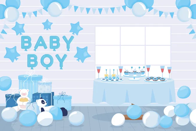 Babyparty-Event zu Hause  Illustration