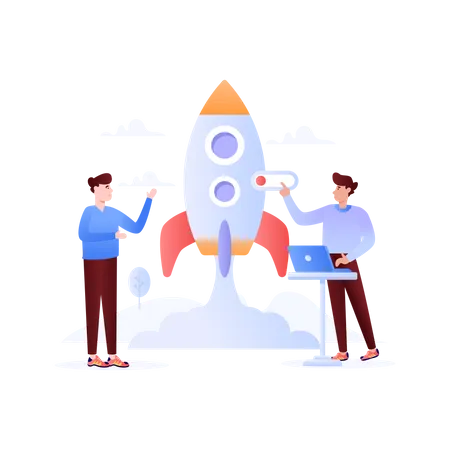 Person With Rocket Concept Of Startup Flat Illustration Illustration
