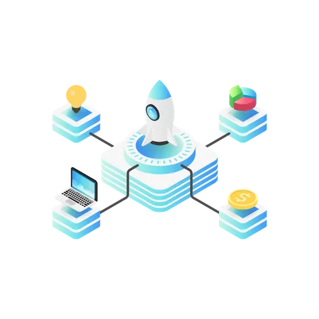 Isometric Startup Concept Data Analysis Business Concept Illustration
