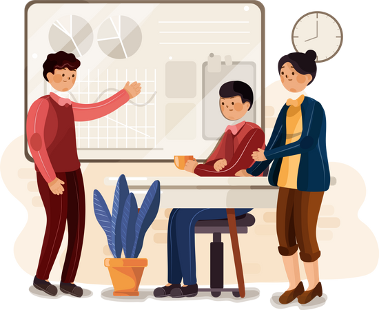 Startup company doing team meeting  Illustration