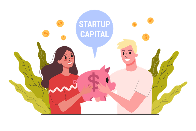 Startup employee gathering startup capital Illustration