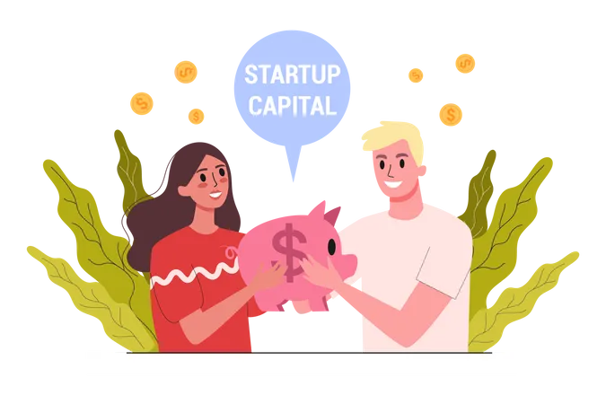 Startup employee gathering startup capital  Illustration