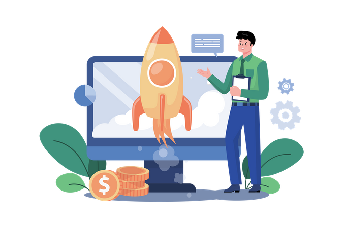 Startup financeira on-line  Ilustração