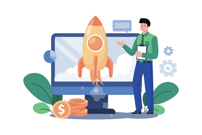 Startup financière en ligne  Illustration