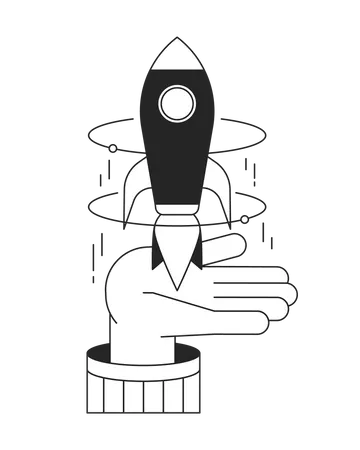 Startup Founder Bw Concept Vector Spot Illustration Entrepreneur Company 2 D Cartoon Flat Line Monochromatic First View Hand For Web UI Design Editable Hero Image For Landing Page Mobile Header Illustration