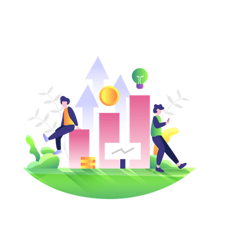 Startup gaining profit in business Illustration