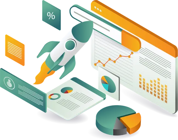 Startup growth and analysis  Illustration