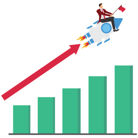 Startup Investment and Financial Growth Rocket  Illustration