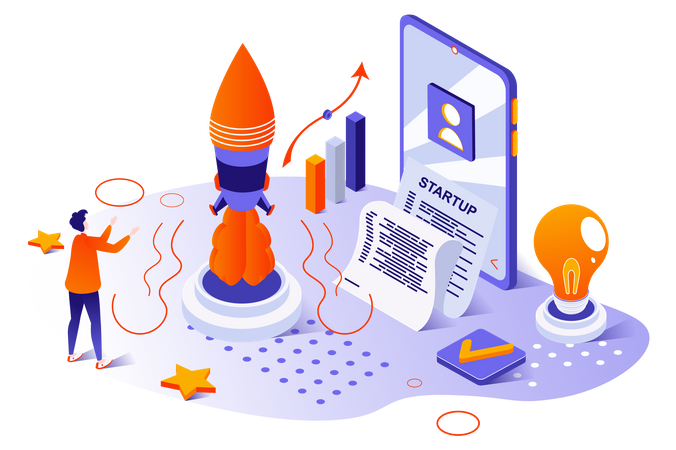 Startup launch  Illustration