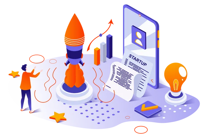 Startup launch  Illustration