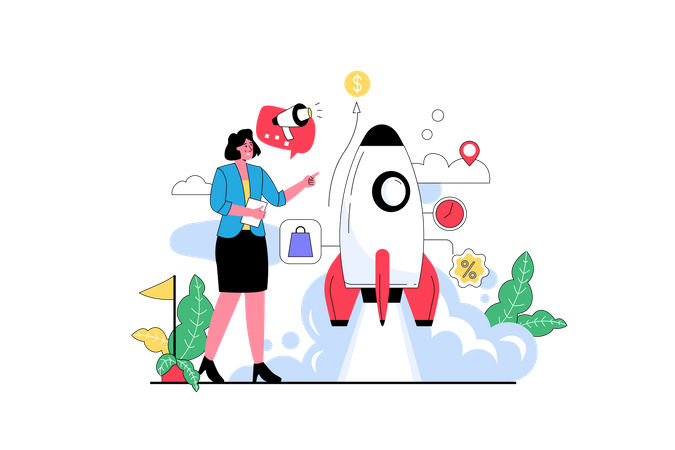 Startup launch promotion  Illustration