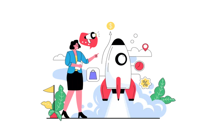 Startup launch promotion  Illustration